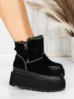 Ghete Dama din piele naturala 3ASJN75 BLACK | PANTOFUL