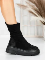 Ghete Dama cu Platforma 5AH66 ALL BLACK | MEI