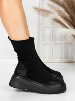 Ghete Dama cu Platforma 5AH66 ALL BLACK | MEI