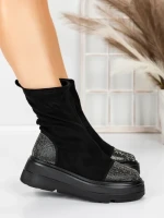 Ghete Dama cu Platforma 5AH66 BLACK-GUNCOLOR | MEI