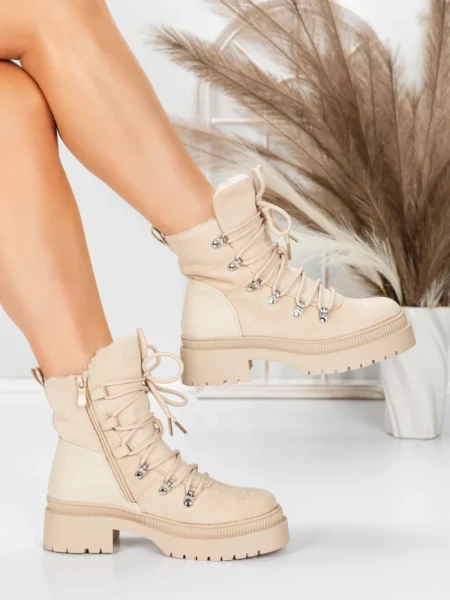 Ghete Dama cu Platforma 5AH67 BEIGE | MEI