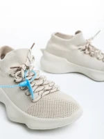 Pantofi sport dama bej din material textil Lacrecia
