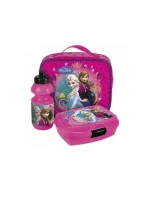 Geanta frigorifica Frozen cu cutie sandwich si sticla apa, roz