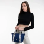 Geanta dama albastra din material textil Armandine