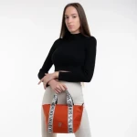 Geanta dama portocalie din material textil Armandine