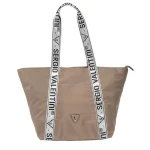 Geanta dama bej inchis din material textil Anelise