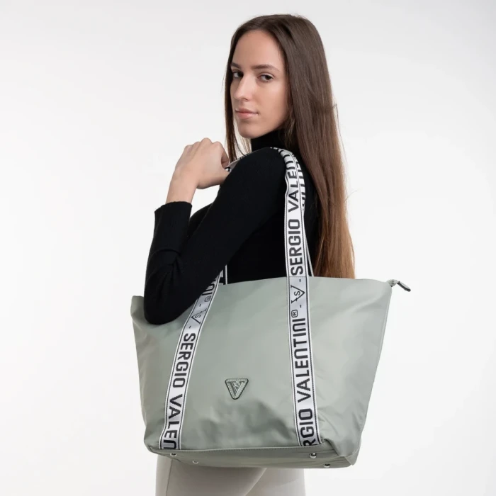Geanta dama verde din material textil Anelise