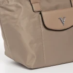 Geanta dama bej inchis din material textil Bernadette