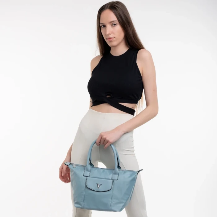 Geanta dama albastru deschis din material textil Bernadette