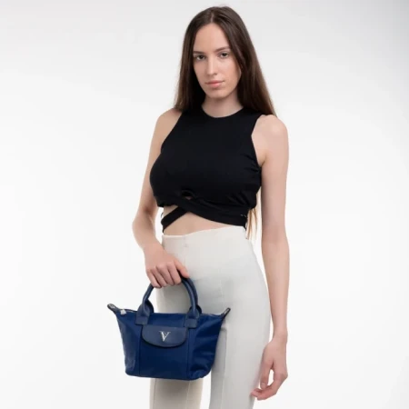 Geanta dama albastra din material textil Empedonika