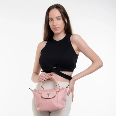 Geanta dama roz din material textil Empedonika