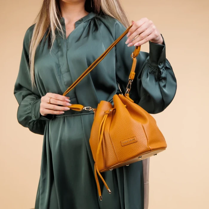 Geanta dama David Jones camel din piele ecologica Aiza