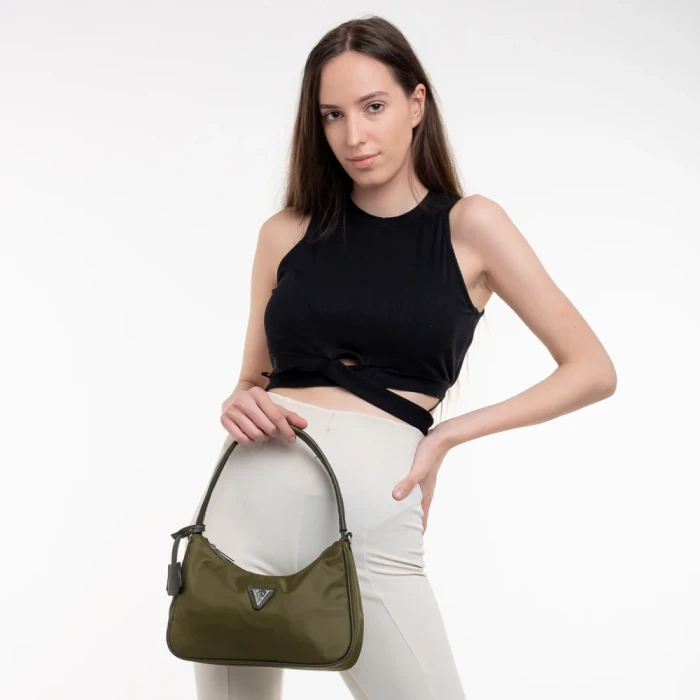 Geanta dama verde din material textil Elfreda