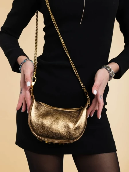 Geanta dama bronz din piele ecologica Aine