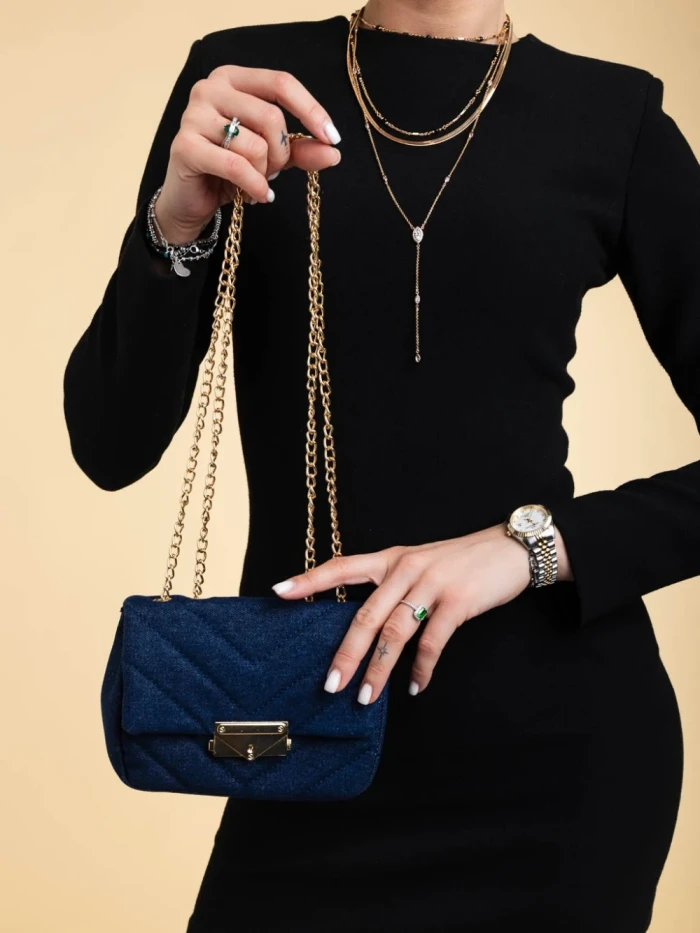 Geanta dama navy din material textil Bansari