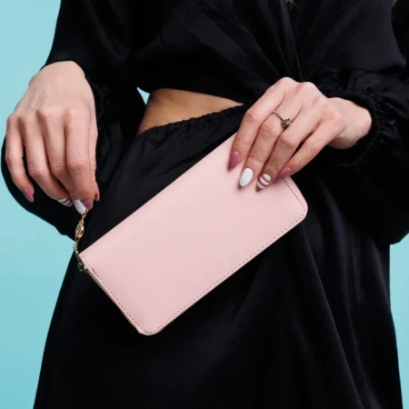 Portofel dama roz din material textil Rayen