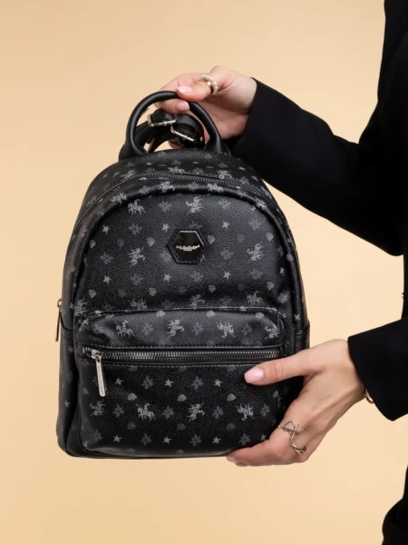 Rucsac dama David Jones negru din piele ecologica Simisola