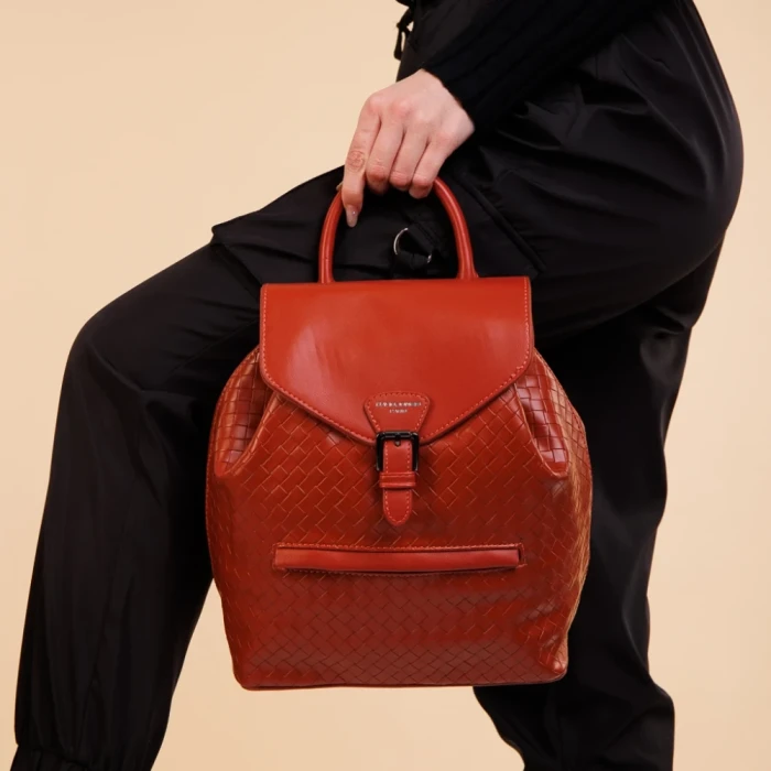 Rucsac dama David Jones maro deschis din piele ecologica Pamila