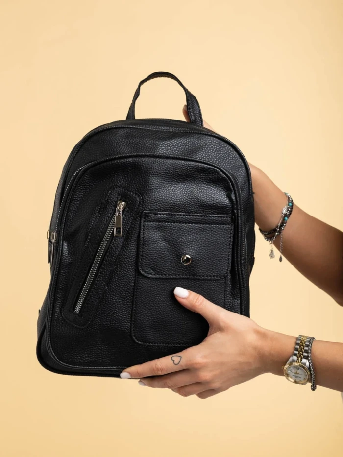 Rucsac dama negru din piele ecologica Cleva