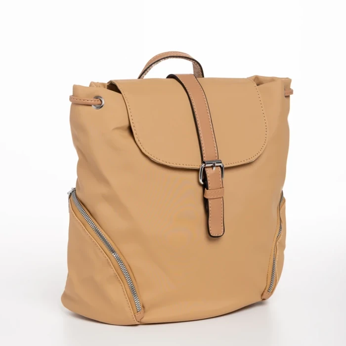 Rucsac dama bej din material textil Clotilde