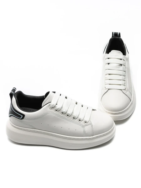 Pantofi Sport Barbati din piele naturala 3221 Alb-Negr... » MeiShop.Ro