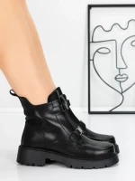 Ghete Dama din piele naturala 52AD7 BLACK | PANTOFUL
