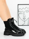 Ghete Dama din piele naturala 52AD8 BLACK | PANTOFUL