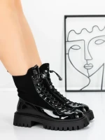 Ghete Dama din piele naturala 52AD8 BLACK | PANTOFUL