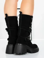 Ghete Dama din piele naturala 52AD11 BLACK | PANTOFUL