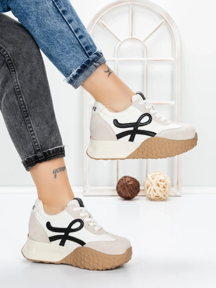 Pantofi Sport Dama cu Platforma 3A1 WHITE | MEI