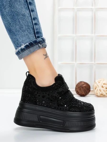 Pantofi Sport Dama cu Platforma 3591-8 BLACK | MEI
