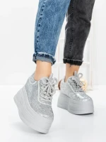 Pantofi Sport Dama cu Platforma 3591-6 SILVER | MEI