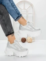 Pantofi Sport Dama cu Platforma 3561 WHITE | MEI