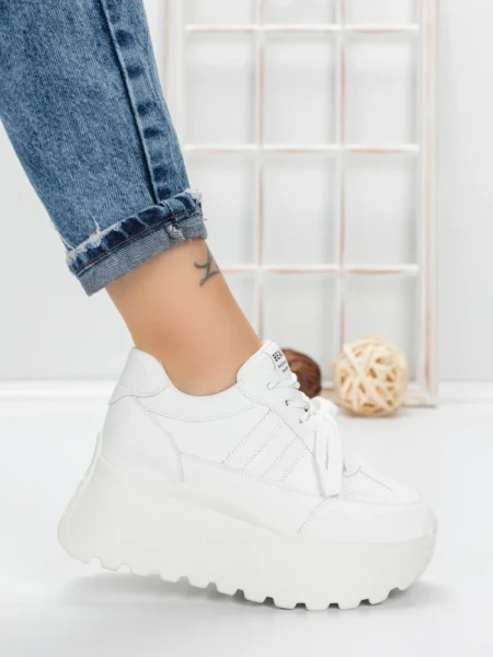 Pantofi Sport Dama cu Platforma 3570 WHITE | MEI