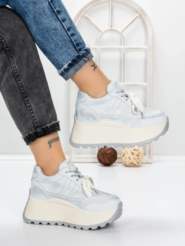 Pantofi Sport Dama cu Platforma 3570 SILVER | MEI