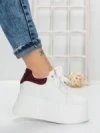 Pantofi Sport Dama cu Platforma 3592-7 WHITE-WINERED | MEI