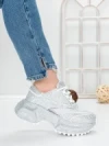 Pantofi Sport Dama cu Platforma 5WL109 WHITE | MEI