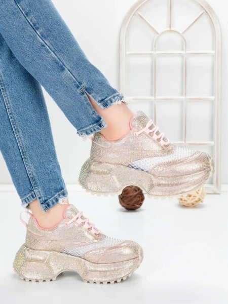 Pantofi Sport Dama cu Platforma 5WL109 PINK | MEI