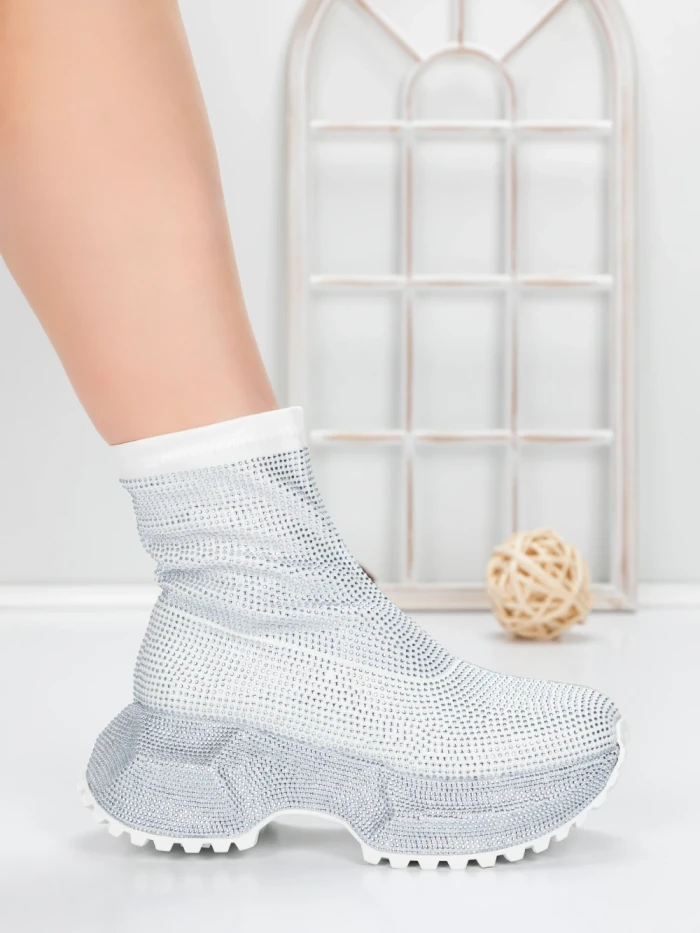 Pantofi Sport Dama cu Platforma 5WL110 WHITE | MEI