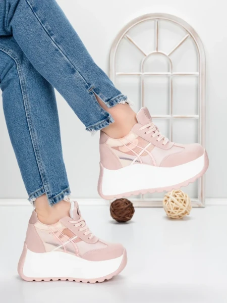 Pantofi Sport Dama cu Platforma 5WL111 PINK | MEI