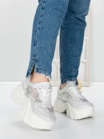 Pantofi Sport Dama cu Platforma 5WL112 WHITE | MEI