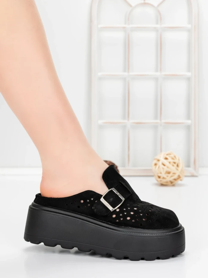 Papuci Dama cu Platforma 5WL113 BLACK | MEI