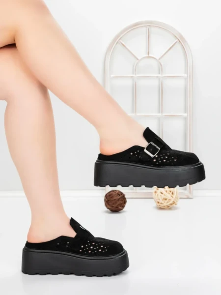 Papuci Dama cu Platforma 5WL113 BLACK | MEI