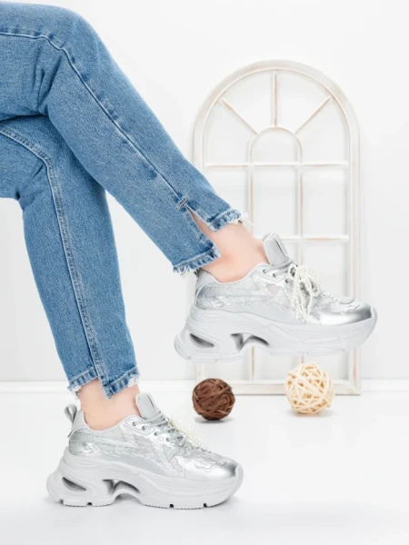 Pantofi Sport Dama cu Platforma 5WL120 GREY | MEI