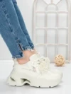 Pantofi Sport Dama cu Platforma 5WL120 BEIGE | MEI