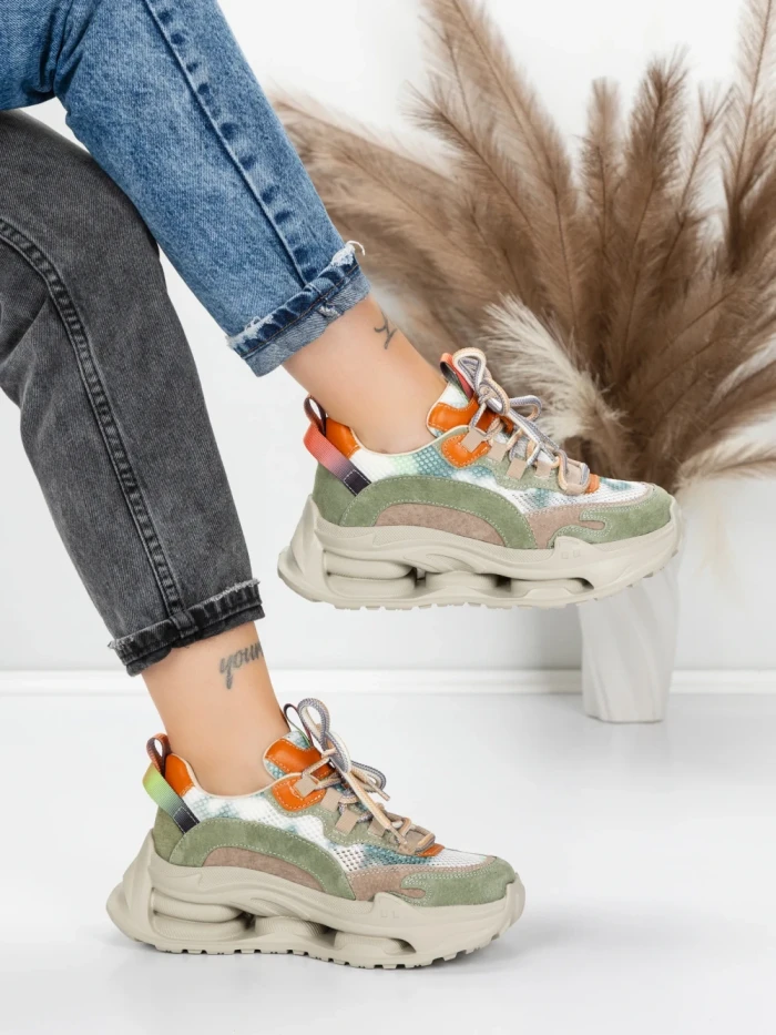 Pantofi Sport Dama din piele naturala 36868-1 GREEN | ADVANCER