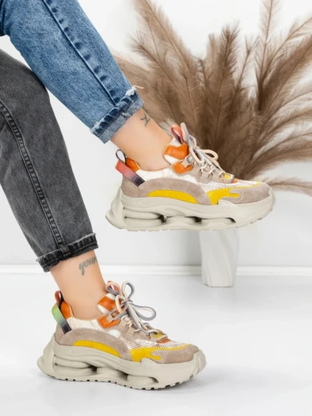 Pantofi Sport Dama din piele naturala 36868-1 YELLOW | ADVANCER