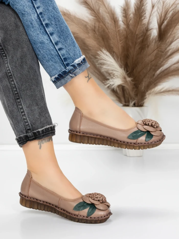 Balerini Dama din piele naturala 1817-6 APRICOT | ADVANCER