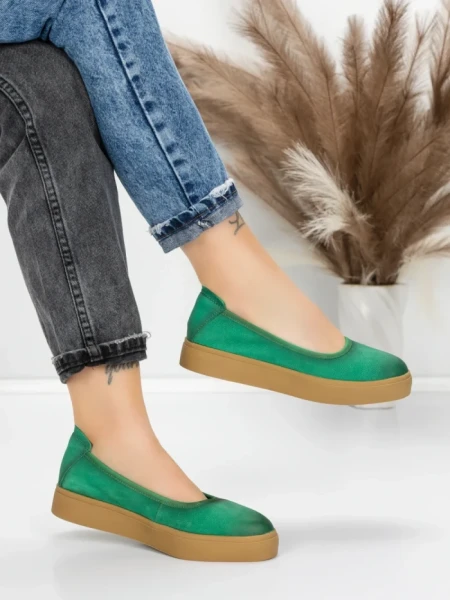 Balerini Dama din piele naturala N3301 GREEN | ADVANCER