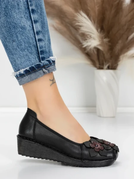 Balerini Dama din piele naturala F166 BLACK | ADVANCER